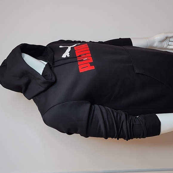PUMA BLACK SWEATSHIRT WITH HOODIE, THE LOGO IS RED & WHITE, MEDIUM SIZE - Picture 2 of 10